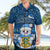 Tuvalu Christmas Hawaiian Shirt Snowman Hugs Tuvalu Coat of Arms Maori Pattern Blue Style LT03 - Polynesian Pride