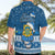 Tuvalu Christmas Hawaiian Shirt Snowman Hugs Tuvalu Coat of Arms Maori Pattern Blue Style LT03 - Polynesian Pride