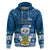 Tuvalu Christmas Hoodie Snowman Hugs Tuvalu Coat of Arms Maori Pattern Blue Style LT03 Blue - Polynesian Pride