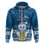 Tuvalu Christmas Hoodie Snowman Hugs Tuvalu Coat of Arms Maori Pattern Blue Style LT03 - Polynesian Pride