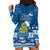 Tuvalu Christmas Hoodie Dress Snowman Hugs Tuvalu Coat of Arms Maori Pattern Blue Style LT03 - Polynesian Pride