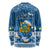 Tuvalu Christmas Long Sleeve Shirt Snowman Hugs Tuvalu Coat of Arms Maori Pattern Blue Style LT03 - Polynesian Pride