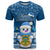 Tuvalu Christmas T Shirt Snowman Hugs Tuvalu Coat of Arms Maori Pattern Blue Style LT03 Blue - Polynesian Pride