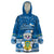 Tuvalu Christmas Wearable Blanket Hoodie Snowman Hugs Tuvalu Coat of Arms Maori Pattern Blue Style LT03 One Size Blue - Polynesian Pride