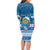 Personalised Tuvalu Christmas Family Matching Long Sleeve Bodycon Dress and Hawaiian Shirt Snowman Hugs Tuvalu Coat of Arms Maori Pattern Blue Style LT03 - Polynesian Pride