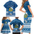 Personalised Tuvalu Christmas Family Matching Short Sleeve Bodycon Dress and Hawaiian Shirt Snowman Hugs Tuvalu Coat of Arms Maori Pattern Blue Style LT03 - Polynesian Pride