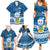 Personalised Tuvalu Christmas Family Matching Summer Maxi Dress and Hawaiian Shirt Snowman Hugs Tuvalu Coat of Arms Maori Pattern Blue Style LT03 - Polynesian Pride