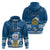 Personalised Tuvalu Christmas Hoodie Snowman Hugs Tuvalu Coat of Arms Maori Pattern Blue Style LT03 - Polynesian Pride