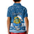 Personalised Tuvalu Christmas Kid Polo Shirt Snowman Hugs Tuvalu Coat of Arms Maori Pattern Blue Style LT03 - Polynesian Pride