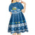 Personalised Tuvalu Christmas Kid Short Sleeve Dress Snowman Hugs Tuvalu Coat of Arms Maori Pattern Blue Style LT03 - Polynesian Pride