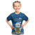 Personalised Tuvalu Christmas Kid T Shirt Snowman Hugs Tuvalu Coat of Arms Maori Pattern Blue Style LT03 Blue - Polynesian Pride