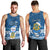 Personalised Tuvalu Christmas Men Tank Top Snowman Hugs Tuvalu Coat of Arms Maori Pattern Blue Style LT03 - Polynesian Pride