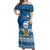 Personalised Tuvalu Christmas Off Shoulder Maxi Dress Snowman Hugs Tuvalu Coat of Arms Maori Pattern Blue Style LT03 Women Blue - Polynesian Pride