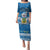 Personalised Tuvalu Christmas Puletasi Snowman Hugs Tuvalu Coat of Arms Maori Pattern Blue Style LT03 Long Dress Blue - Polynesian Pride