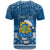 Personalised Tuvalu Christmas T Shirt Snowman Hugs Tuvalu Coat of Arms Maori Pattern Blue Style LT03 - Polynesian Pride