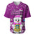 Tuvalu Christmas Baseball Jersey Snowman Hugs Tuvalu Coat of Arms Maori Pattern Pink Style LT03 Pink - Polynesian Pride