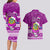 Tuvalu Christmas Couples Matching Long Sleeve Bodycon Dress and Hawaiian Shirt Snowman Hugs Tuvalu Coat of Arms Maori Pattern Pink Style LT03 - Polynesian Pride