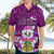 Tuvalu Christmas Hawaiian Shirt Snowman Hugs Tuvalu Coat of Arms Maori Pattern Pink Style LT03 - Polynesian Pride