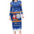 Marshall Islands Christmas Family Matching Long Sleeve Bodycon Dress and Hawaiian Shirt Santa Claus and Coat of Arms Mix Polynesian Xmas Style LT03 Mom's Dress Blue - Polynesian Pride