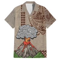 Aloha Volcano Custom Hawaiian Shirt Mix Hawaiian Kakau Tribal LT03 Beige - Polynesian Pride