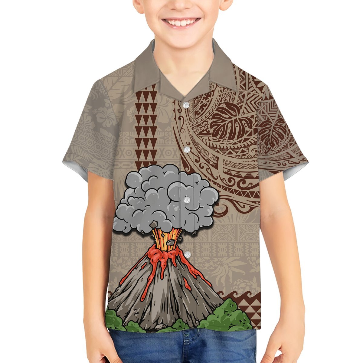 Aloha Volcano Custom Hawaiian Shirt Mix Hawaiian Kakau Tribal LT03 - Polynesian Pride
