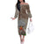 Aloha Volcano Custom Off The Shoulder Long Sleeve Dress Mix Hawaiian Kakau Tribal LT03 Women Beige - Polynesian Pride