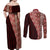 Tonga Fonulei and Ngatu Pattern Couples Matching Off Shoulder Maxi Dress and Long Sleeve Button Shirt LT03 - Polynesian Pride