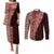 Tonga Fonulei and Ngatu Pattern Couples Matching Puletasi and Long Sleeve Button Shirt LT03 Red - Polynesian Pride