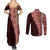 Tonga Fonulei and Ngatu Pattern Couples Matching Summer Maxi Dress and Long Sleeve Button Shirt LT03 - Polynesian Pride