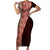 Tonga Fonulei and Ngatu Pattern Family Matching Short Sleeve Bodycon Dress and Hawaiian Shirt LT03 Mom's Dress Red - Polynesian Pride