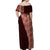 Tonga Fonulei and Ngatu Pattern Off Shoulder Maxi Dress LT03 - Polynesian Pride