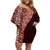 Tonga Fonulei and Ngatu Pattern Off Shoulder Short Dress LT03 Women Red - Polynesian Pride