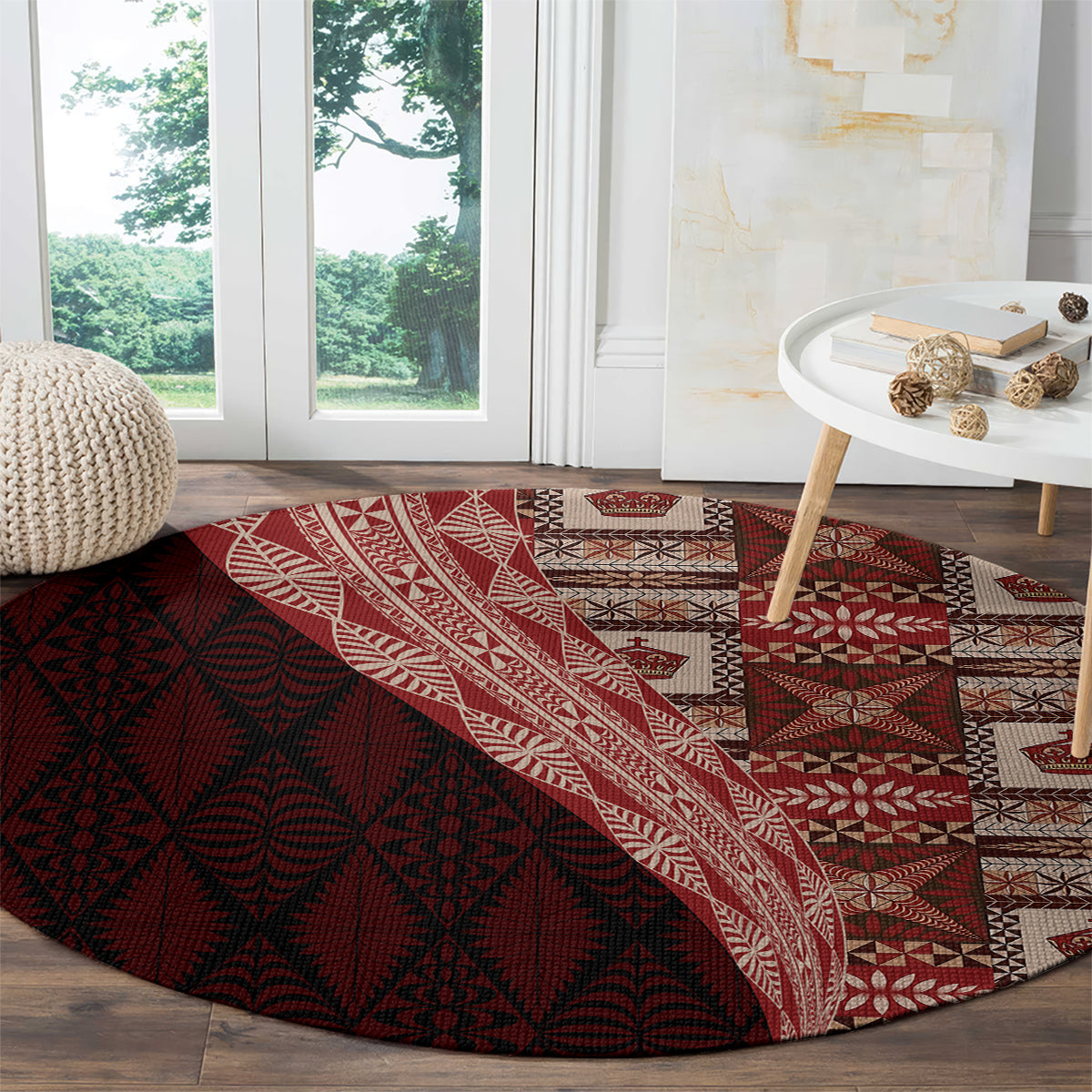 Tonga Fonulei and Ngatu Pattern Round Carpet LT03 - Polynesian Pride