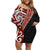 New Zealand Maori Stylized Koru Family Matching Off Shoulder Short Dress and Hawaiian Shirt LT03 Mom's Dress Red - Polynesian Pride