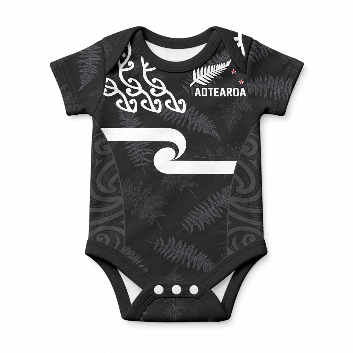New Zealand Rugby Custom Baby Onesie The Champions Aotearoa LT03 Black - Polynesian Pride