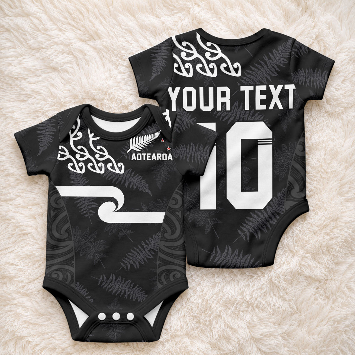 New Zealand Rugby Custom Baby Onesie The Champions Aotearoa LT03 - Polynesian Pride
