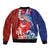 Hawaiian and Japanese Together Bomber Jacket The Whale and Koi Fish with Hinomaru and Lei