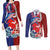 Hawaiian and Japanese Together Couples Matching Long Sleeve Bodycon Dress and Long Sleeve Button Shirt The Whale and Koi Fish with Hinomaru and Lei