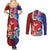 Hawaiian and Japanese Together Couples Matching Summer Maxi Dress and Long Sleeve Button Shirt The Whale and Koi Fish with Hinomaru and Lei