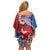 Hawaiian and Japanese Together Family Matching Off Shoulder Short Dress and Hawaiian Shirt The Whale and Koi Fish with Hinomaru and Lei