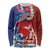 Hawaiian and Japanese Together Long Sleeve Shirt The Whale and Koi Fish with Hinomaru and Lei