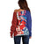 Hawaiian and Japanese Together Off Shoulder Sweater The Whale and Koi Fish with Hinomaru and Lei