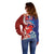 Hawaiian and Japanese Together Off Shoulder Sweater The Whale and Koi Fish with Hinomaru and Lei