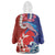 Hawaiian and Japanese Together Wearable Blanket Hoodie The Whale and Koi Fish with Hinomaru and Lei