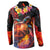 Hawaiian Turtle with Volcanic Eruption Button Sweatshirt Hibiscus Lei and Lava Flow an Abstract Texture