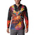 Hawaiian Turtle with Volcanic Eruption Button Sweatshirt Hibiscus Lei and Lava Flow an Abstract Texture