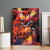 Hawaiian Turtle with Volcanic Eruption Canvas Wall Art Hibiscus Lei and Lava Flow an Abstract Texture