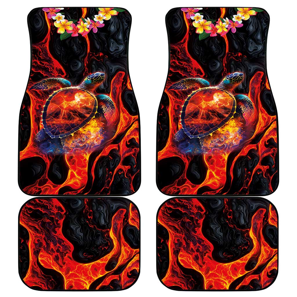 Hawaiian Turtle with Volcanic Eruption Car Mats Hibiscus Lei and Lava Flow an Abstract Texture LT03 - Polynesian Pride