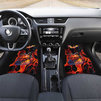 Hawaiian Turtle with Volcanic Eruption Car Mats Hibiscus Lei and Lava Flow an Abstract Texture LT03 Set 2pcs - Front Black - Polynesian Pride
