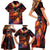 Hawaiian Turtle with Volcanic Eruption Family Matching Short Sleeve Bodycon Dress and Hawaiian Shirt Hibiscus Lei and Lava Flow an Abstract Texture